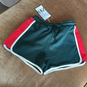 Extra short Shorts past era inspired color and stile . Red side panels Green New